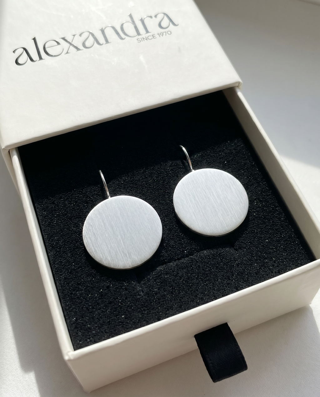 Brushed Silver Earrings | Aether Round