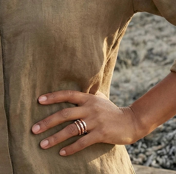 Gold Textured Ring | Solara Trine