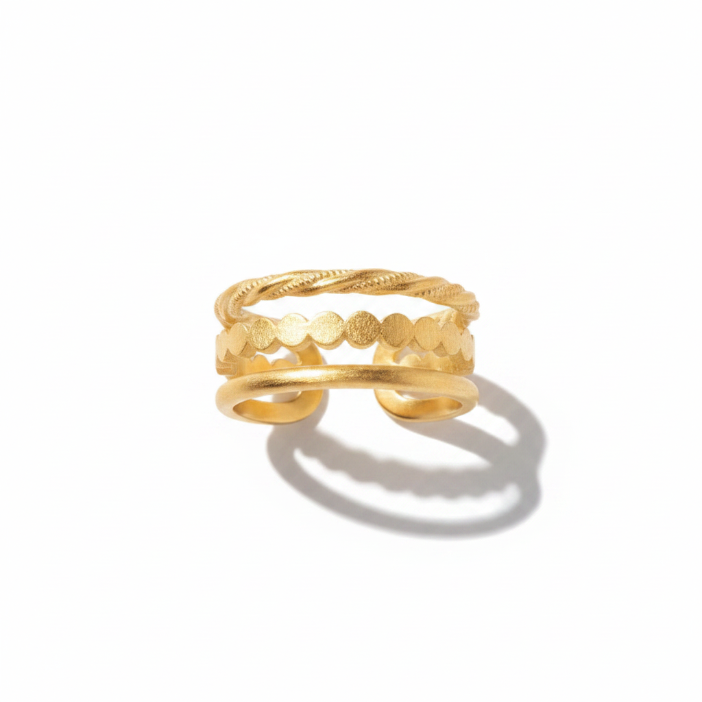 Braided Gold Ring | Solknot on White Background